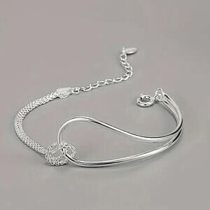 Minimalist Sterling Silver Chain Link Bangle Bracelet